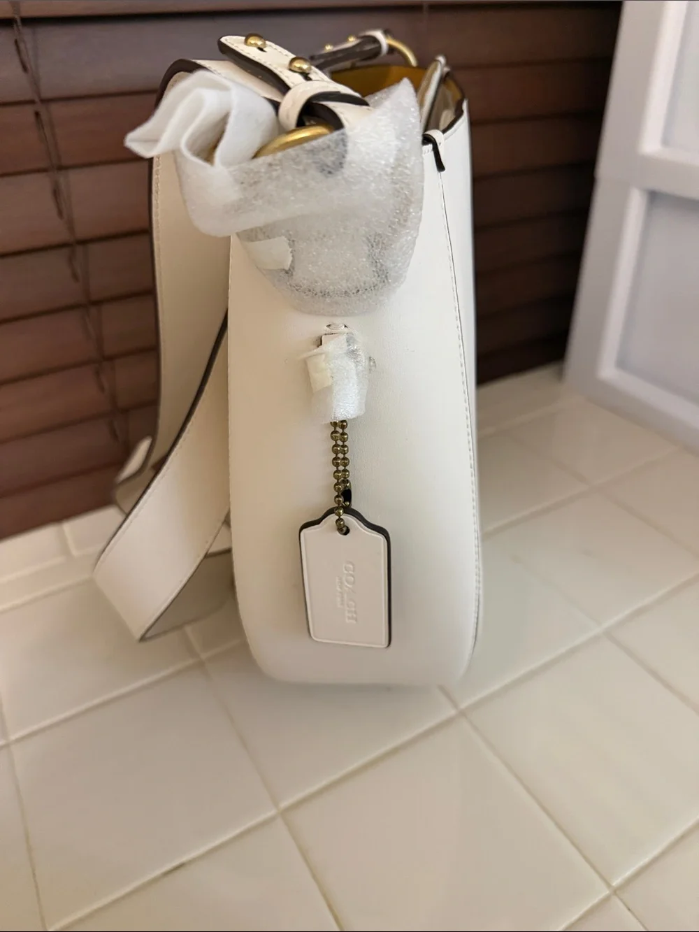 Coach Cream Crossbody Saddle Bag with Wide Strap